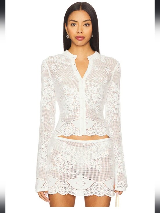 With Jean Tops - Belinda Top in White Lace